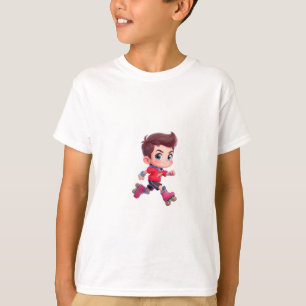 Camiseta Menino Encantador de Patins em Miniatura de Desenh