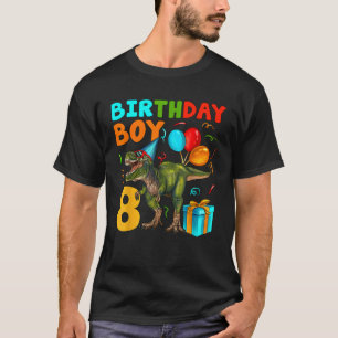 Camiseta Menino Fazendo 8 Anos É Meu 8º Aniversário Dino