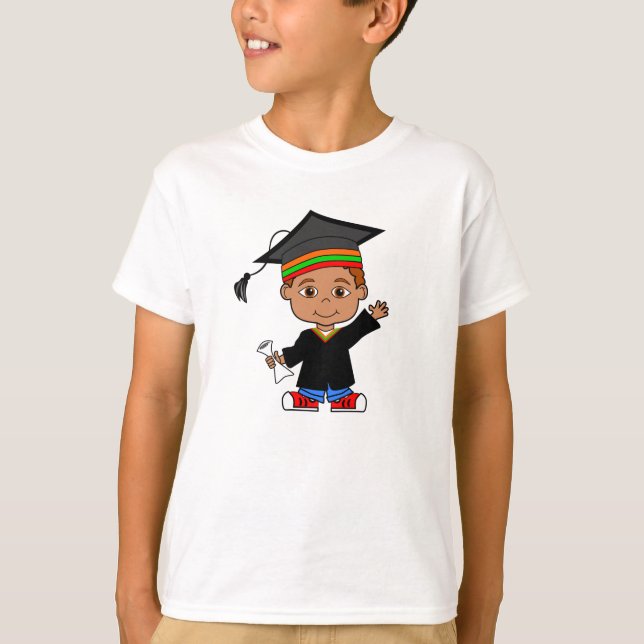 Camiseta Menino feliz dos desenhos animados que veste o (Frente)