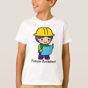 Camiseta Menino futuro do arquiteto no capacete de