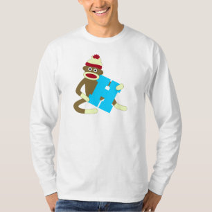 Camiseta Menino H do monograma do macaco da peúga