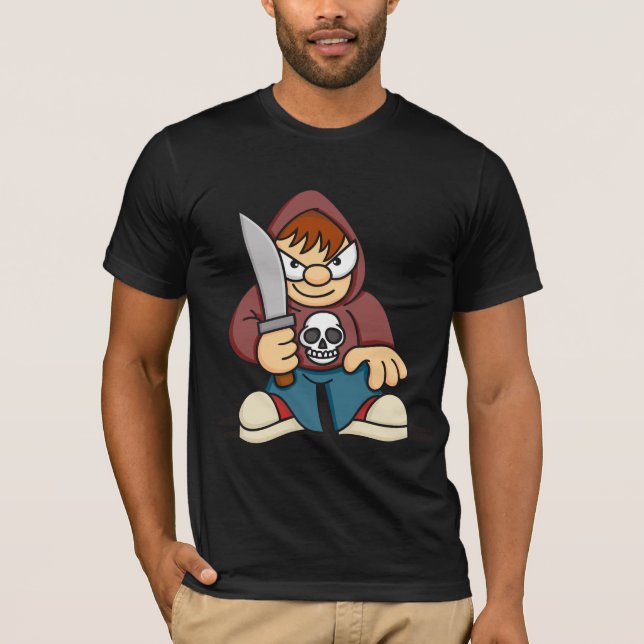 Camiseta Menino impertinente com faca (Frente)