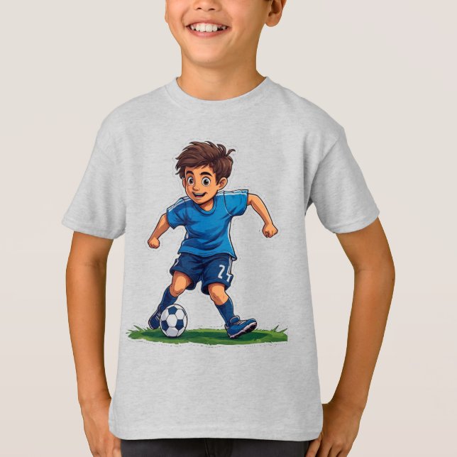 Camiseta Menino Jogando Futebol (Frente)