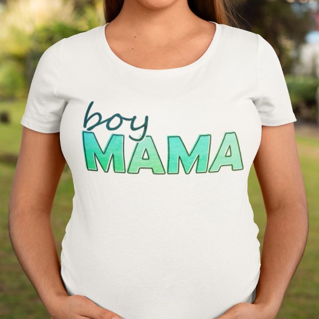 Camiseta Menino Mama que combina com mulheres verdes (Boy Mama matching green color ladies T-Shirt)