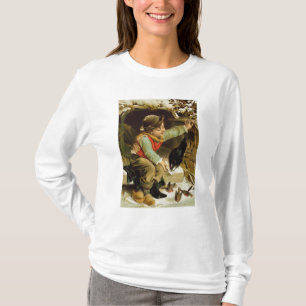 Camiseta Menino novo com os pássaros na neve