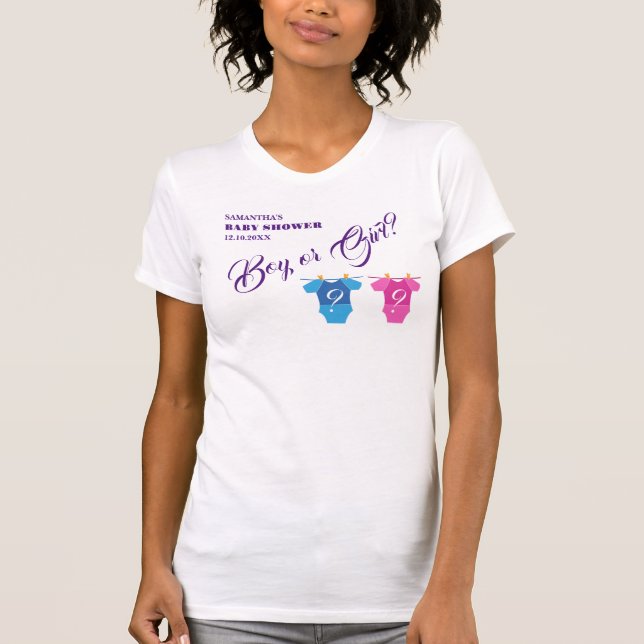 Camiseta Menino ou Menina? Mamães de serem meninas Chás de  (Frente)