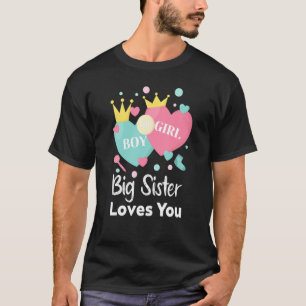 Camiseta Menino Ou Menina Que Sua Irmã Te Ama Chá de fralda
