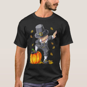 Camiseta Menino Peregrino Dabbing Abóbora Dia de Ação de Gr