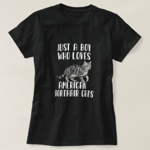 Camiseta Menino Que Ama Gatos American Shorthair