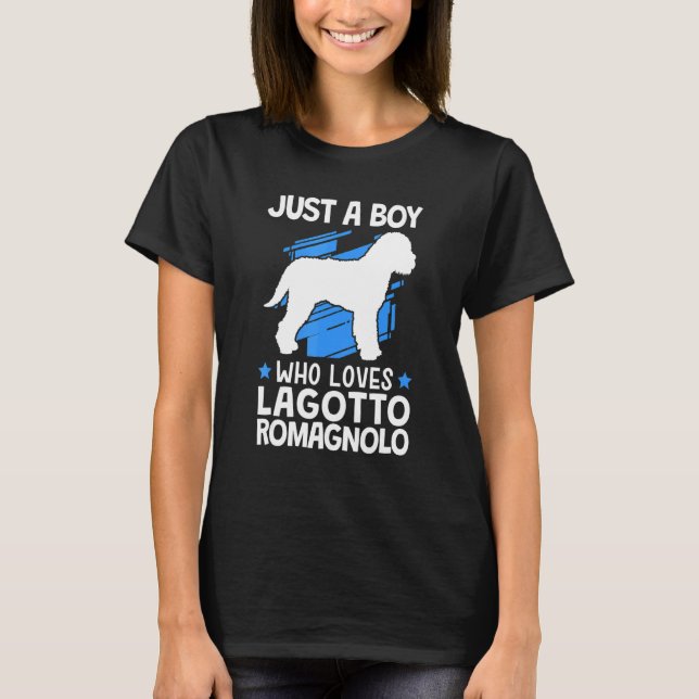 Camiseta Menino Que Ama Lagotto Romagnolo Truffle Dog Lagot (Frente)