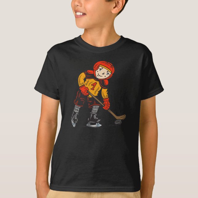 Camiseta Menino que joga o hóquei (Frente)