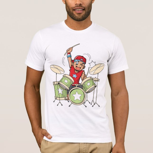 Camiseta Menino que joga o t-shirt dos homens dos cilindros (Frente)