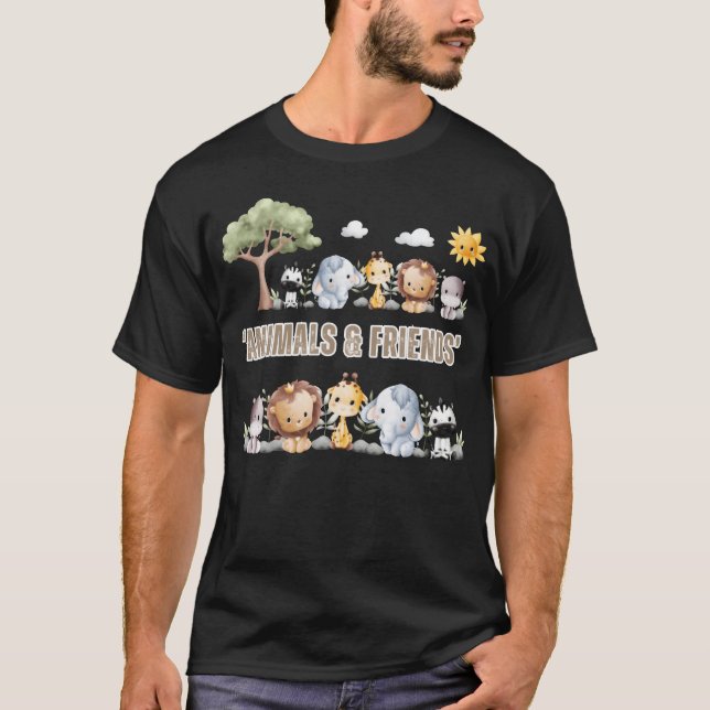 Camiseta Menino retrô dos animais (Frente)
