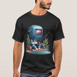 Camiseta Menino vestindo um capacete de soldagem e pescando
