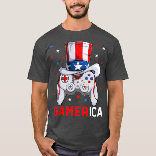 Camiseta Meninos 4 de julho Vídeo Jogo American Flag Tio