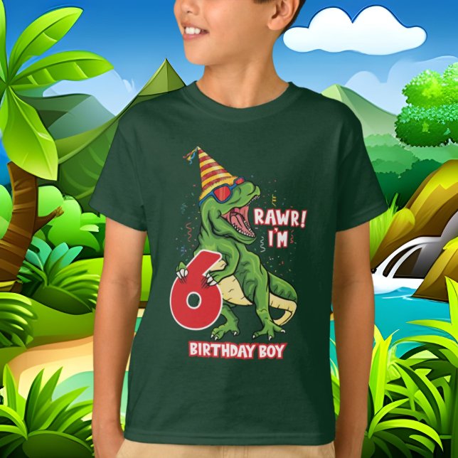 Camiseta Meninos 6 dinossauro de aniversário (Criador carregado)