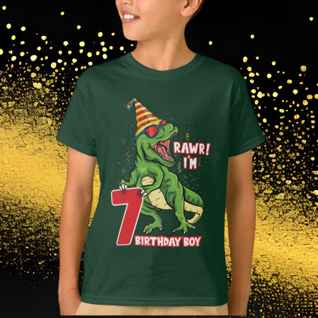 Camiseta Meninos 7 dinossauro de aniversário (Criador carregado)