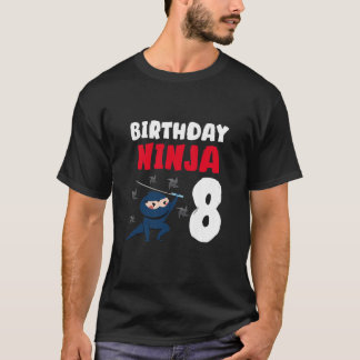 Camiseta Meninos 8. Aniversário De 8 Anos Ninja 8º Nascimen