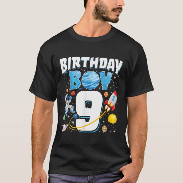 Camiseta Meninos 9º Astronauta Planetas Espaciais Nove Yea (Frente)