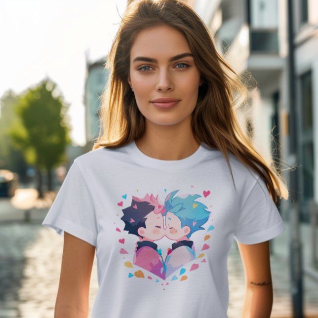 Camiseta Meninos Animes Beijantes Bonitos (Criador carregado)