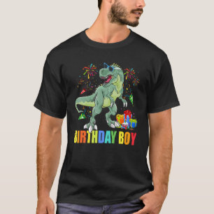 Camiseta Meninos Aniversário Rex Dinossauro Para Crianças D