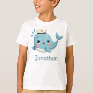 Camiseta Meninos Baleia Azul Fofo Crianças Personalizado