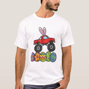 Camiseta Meninos Caminhão Monstro de Páscoa Feliz Dia de Pá