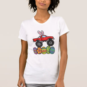 Camiseta Meninos Caminhão Monstro de Páscoa Feliz Dia de Pá