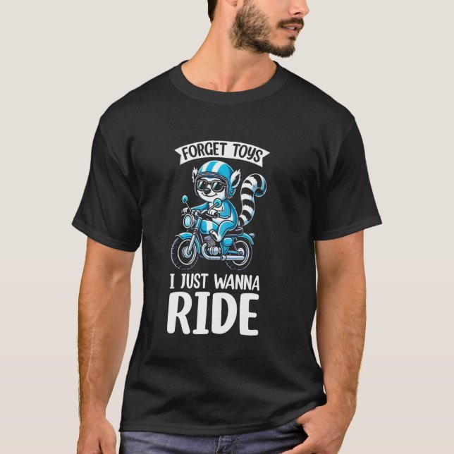 Camiseta Meninos Ciclista Motocicleta Pilotando Lêmure Meni (Frente)