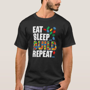 Camiseta Meninos Comem Sono Construam Repetir Blocos Funerá