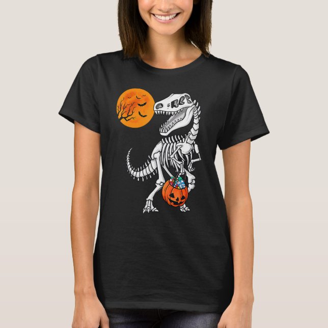 Camiseta Meninos das Halloween Dinossaur Skeleton Rex Scarp (Frente)