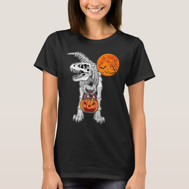 Camiseta Meninos das Halloween Dinossaur Skeleton Rex Scarp (Frente)