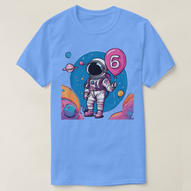 Camiseta Meninos de 6 anos de idade que amam astronautas no (Frente do Design)