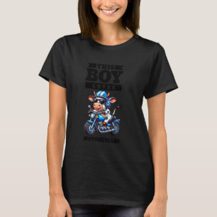 Camiseta Meninos de Bicicleta Motocicleta Andando Cow Boys