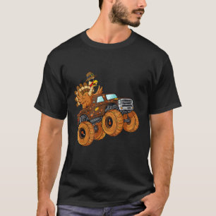 Camiseta Meninos de Caminhão Monstro de Ação de Graças Cava
