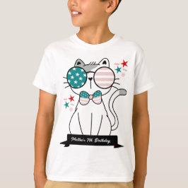 Camiseta Meninos de Festas de aniversário Patrióticos Gatos