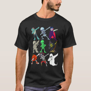 Camiseta Meninos de Halloween Dabbing Esqueleto Zumbi Assus