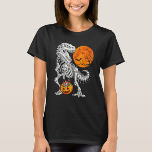Camiseta Meninos de Halloween Dinossauro Esqueleto Rex Abób