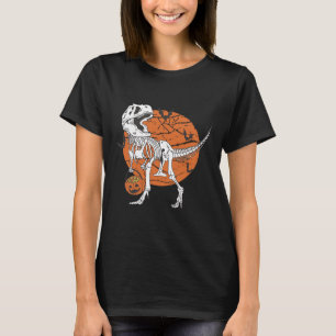 Camiseta Meninos de Halloween Dinossauro Esqueleto T Rex Ab