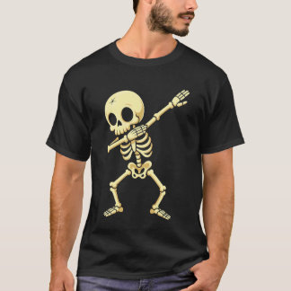 Camiseta Meninos de Halloween Homens Dabbing Esqueleto Crân