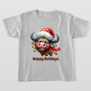 Camiseta Meninos de Natal Festivos Buffalo adiciona texto