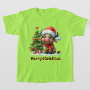 Camiseta Meninos de Natal Festivos Buffalo adiciona texto
