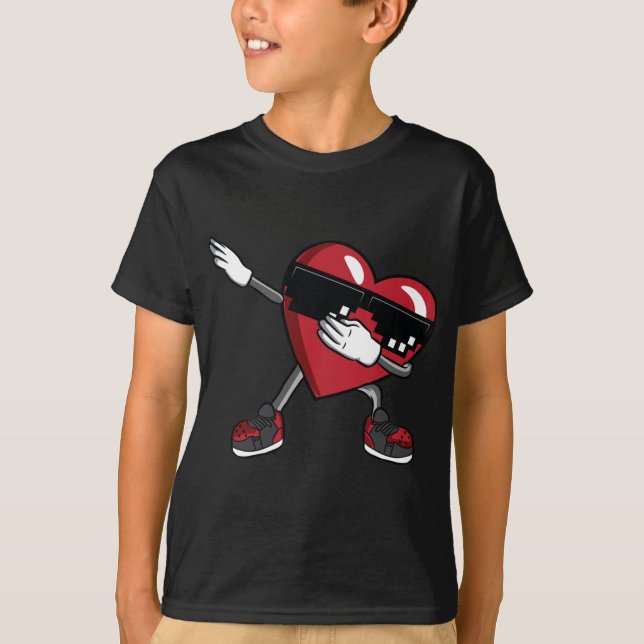 Camiseta Meninos Dia de os namorados Engraçado Dabbing Hear (Frente)