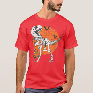 Camiseta Meninos do Halloween Dinossaur Skeleton T rex Pump