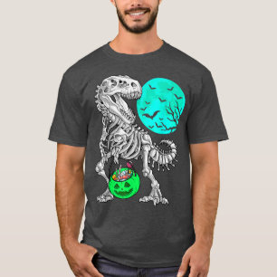 Camiseta Meninos do Halloween Dinossaur Skeleton T rex Pump