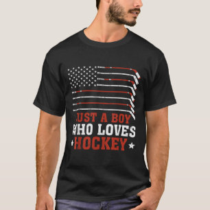 Camiseta Meninos Do Lover De Hockey Com Bandeira Americano
