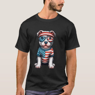 Camiseta Meninos e meninas engraçados 4 de julho com Pit Bu