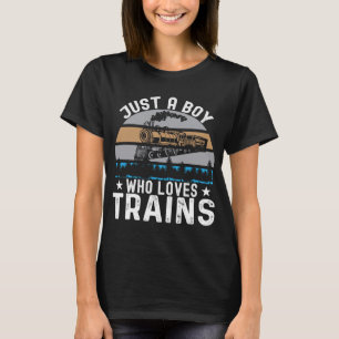 Camiseta Meninos Engraçados Apenas Um Menino Que Adora Tren