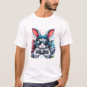 Camiseta Meninos Feliz Dia de Páscoa Coelho Ovo Video Game 