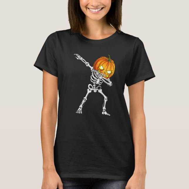 Camiseta Meninos Halloween Dabbing Skeleton Assustador Jack (Frente)